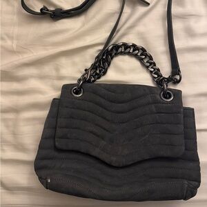 Rebecca Minkoff M.A.B. (Morning After Bag) Gray Suede Quilted Wave Crossbody